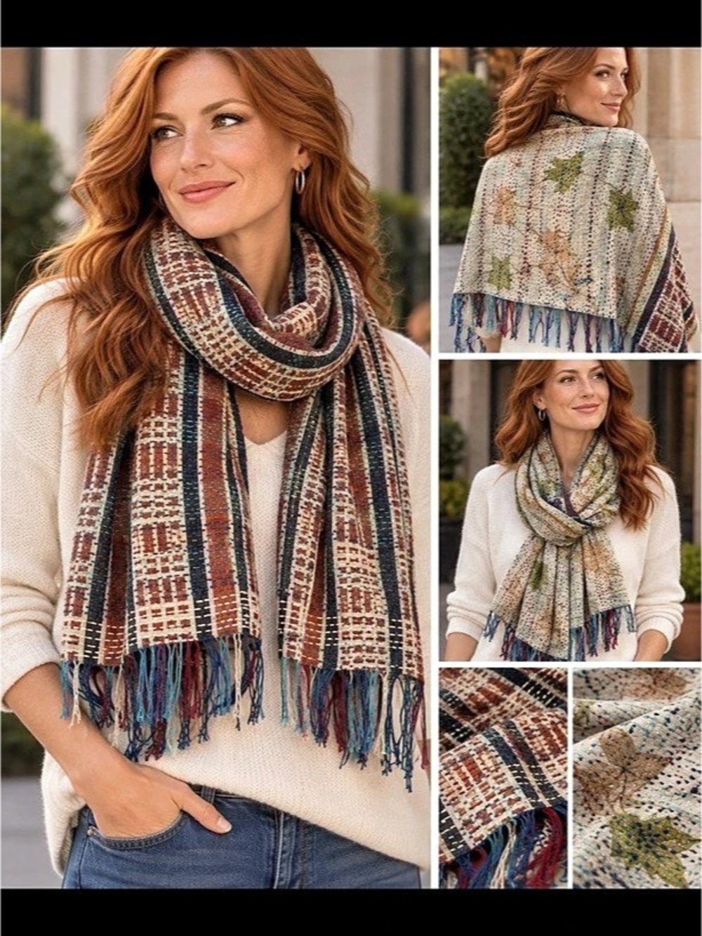 Ritual Handcrafted reversible Striped Scarf in Beige & Blue